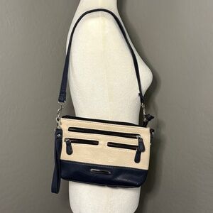 Stone Mountain Off White & Navy Blue Shoulder Bag